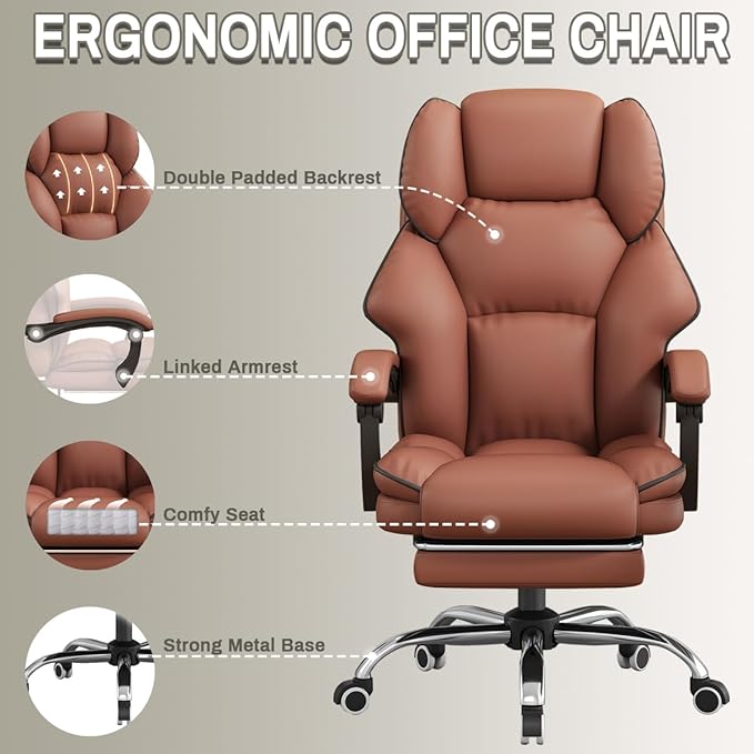 XUEGW Office Chair with Footrest Height Adjustable Gaming Computer Chair High Back Executive Swivel Desk Chairs