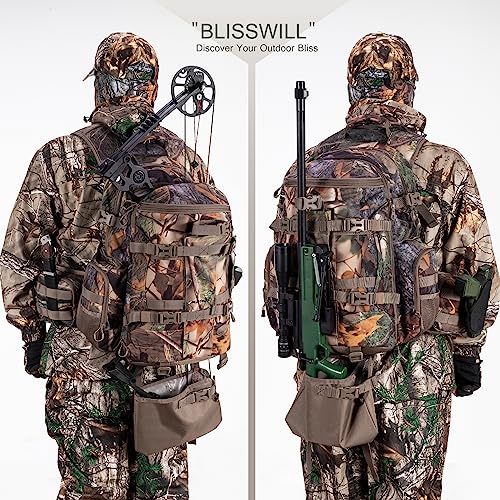 BLISSWILL Large Hunting Backpack with padded weapon for Bow Rifle Hunting Gear Accessories 40L(New leaf camouflage)
