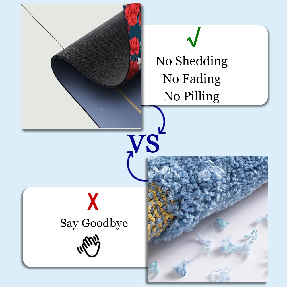 ZHUZHISHAN Diatomaceous Earth Bath Mat,Abstract Tropical Plant Non-Slip Volume Super Absorbent Fast Drying for Bathroom Kitchen Door mat,Eco-Friendly Easy to Clean 16×24Inch (40 * 60cm)