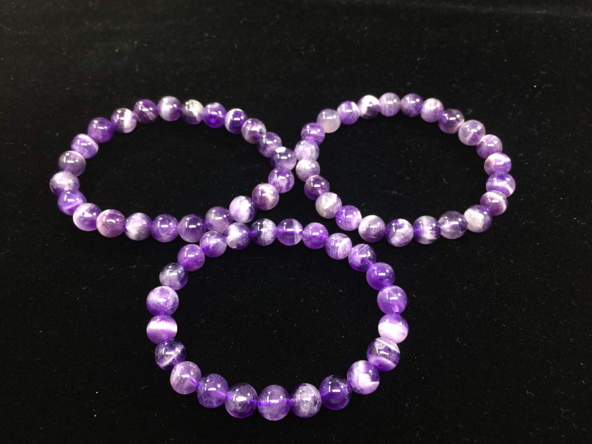 Adabele Real Natural Purple Amethyst Bracelet 8.5 inch Stretch Gemstone Beaded Bracelet Chakra Healing Crystal Stone Jewelry Wom