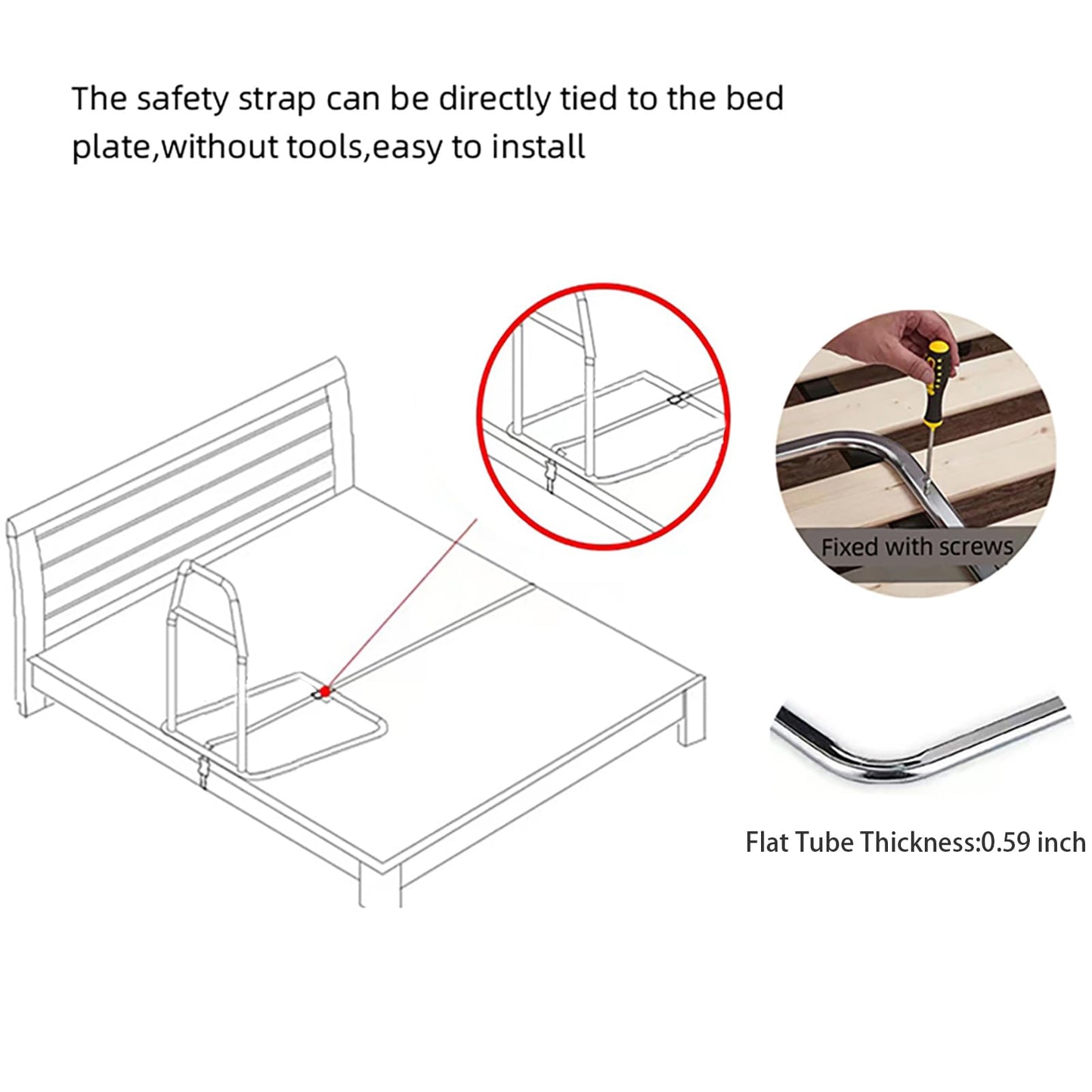 LEACHOI Bed Rails for Elderly Adults - Bed Assist Rail with Dual Grab Handles for Easily Getting in & Out of Bed, Bed Rail with Storage Pocket, fits King, Queen, Full, Twin, 300lbs