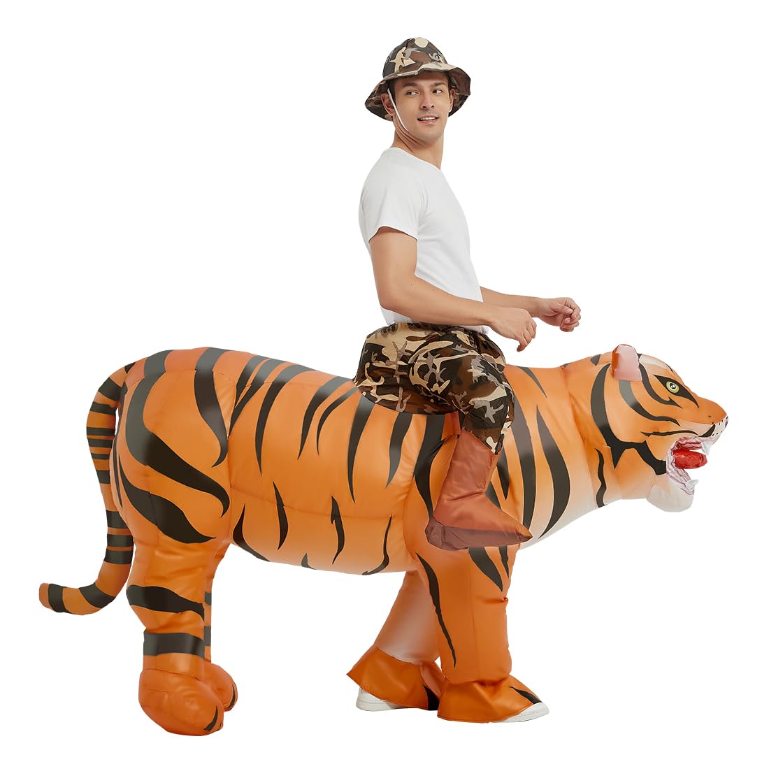 GOOSH Inflatable Tiger Costume for Adult Halloween Costume Women Man Funny Blow up Costume for Halloween Party Cosplay