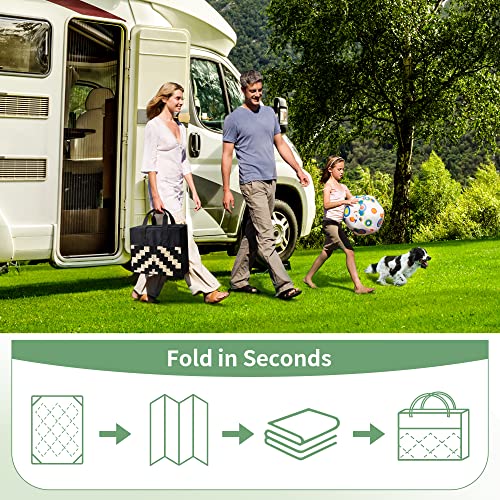 GENIMO 5x8 Outdoor Rug Waterproof, Reversible Mats, Area Rug, Plastic Outside Carpet, Geometric Rv Mat for Patio Camping R...