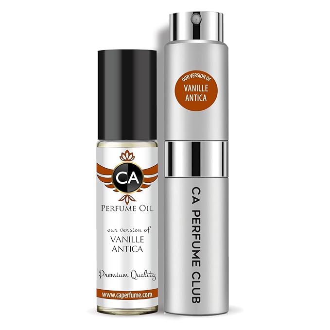 CA Perfume Duo Impression of Vanille Antica For Women And Men Perfume Layering Set Long Lasting Travel Size EDP + Body Oil Roll-On Bottle 0.27 Fl Oz+0.33 Fl Oz