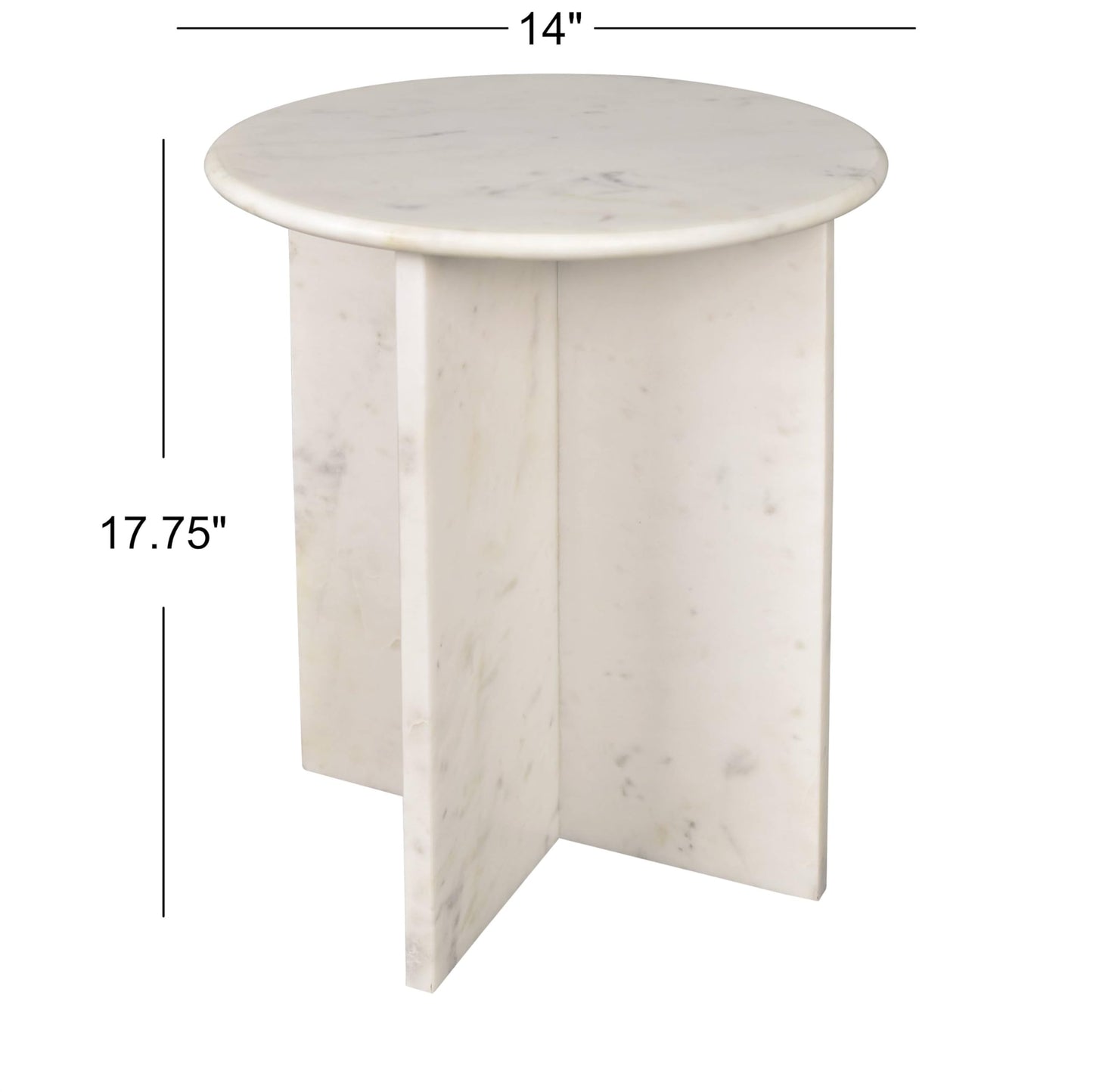 JONATHAN Y MTB1103A Javier 17.75" Contemporary Natural Marble Handmade X-Shaped End Table for Living Room, Bedroom, Bathroom, White