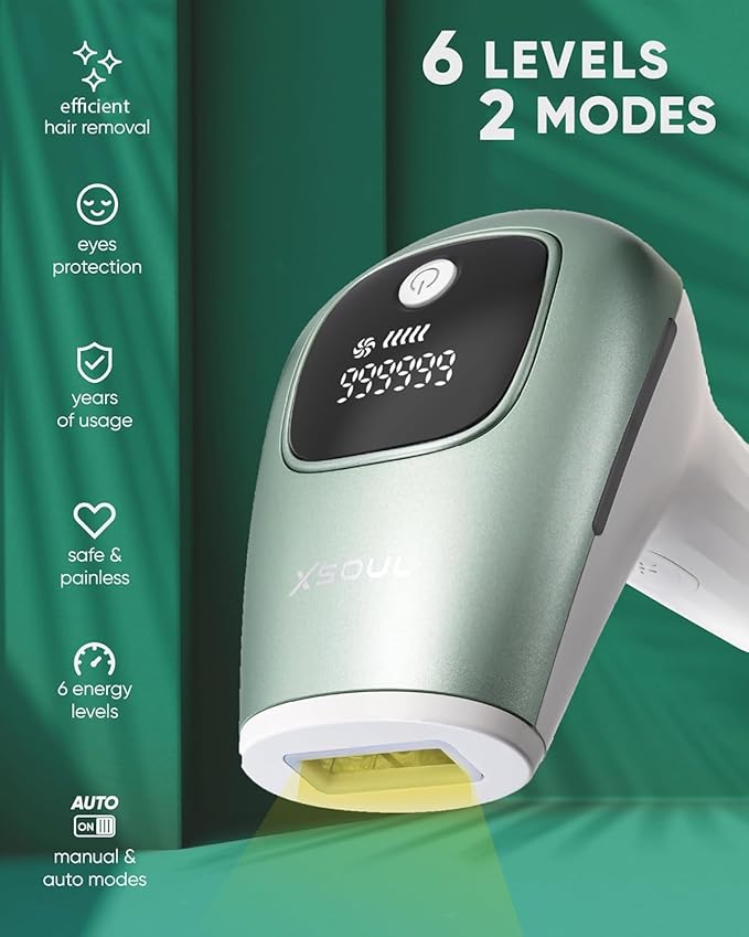 IPL Laser Hair Removal, Painless Hair Remover for Women & Men, Ideal for Armpits, Legs, Face & Bikini, At-Home Long-Lasting Hair Reduction