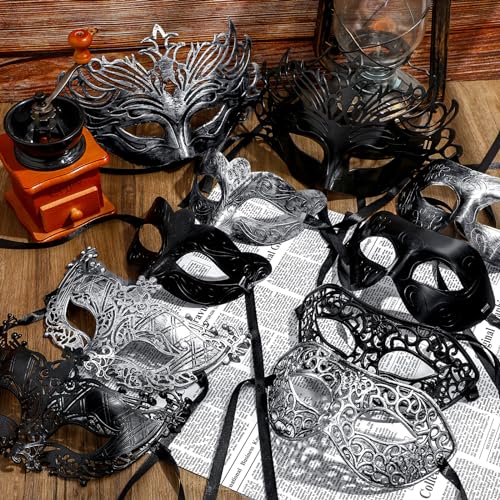Jenaai 50 Pcs Couple Masquerade & Venetian Mardi Gras Halloween Carnival Mask for Women & Men Costume Ball Party