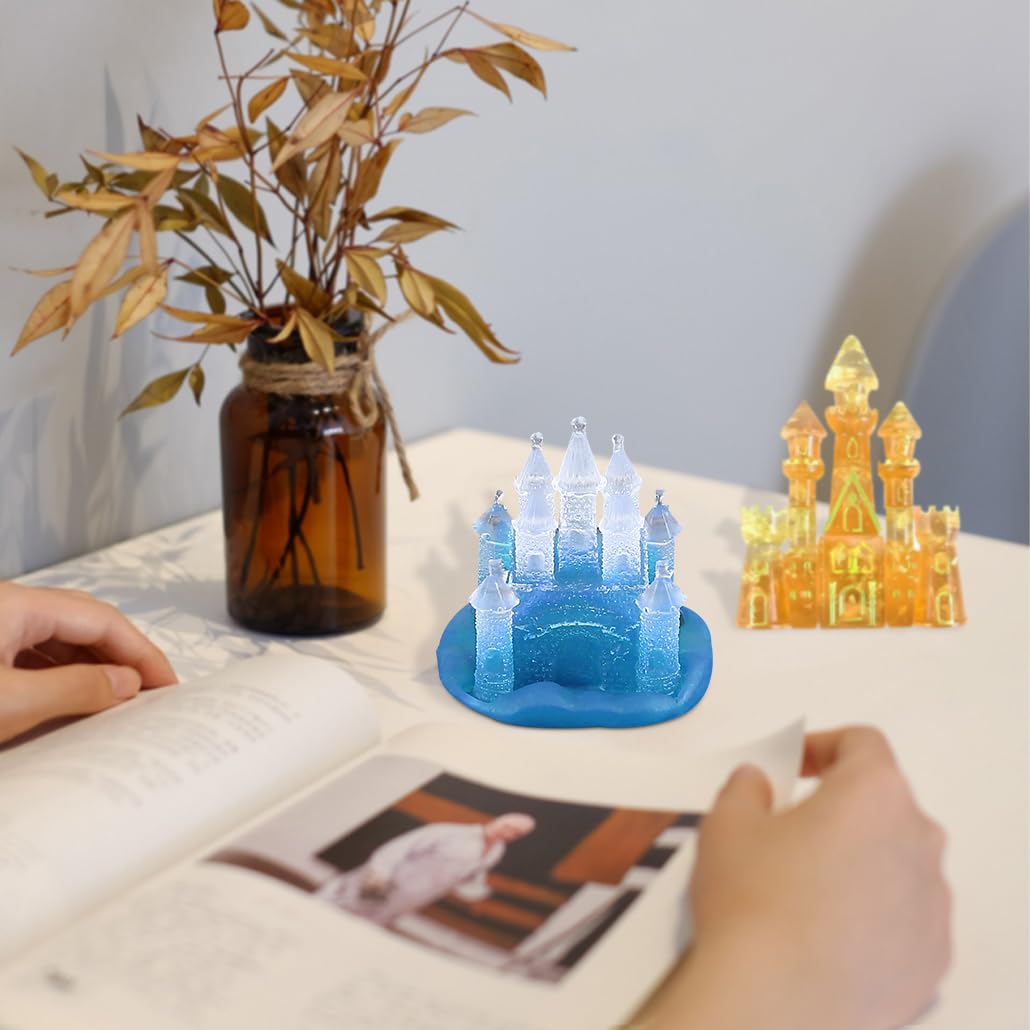 iSuperb 2 Style Silicone Molds for Resin 3D Dream Castle Resin Molds Casting Epoxy Crystal Molds for Soap Candlestick, Clay, House Creative Decorations (2 Castle)