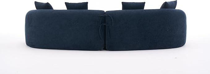 110" Oversized Modern Curved Cloud Sectional Sofa, Luxury Plush Chenille 4-Seater Deep Wide Seat Couch with 4 Pillows, No Assembly Needed Apartment Living Room Furniture, Blue