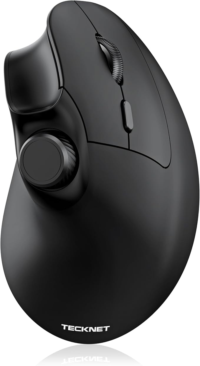 TECKNET Ergonomic Mouse, Rechargeable Wireless Bluetooth Mouse (BT 5.0/5.0+2.4G), Vertical Mouse with Volume Knob, Quiet C...