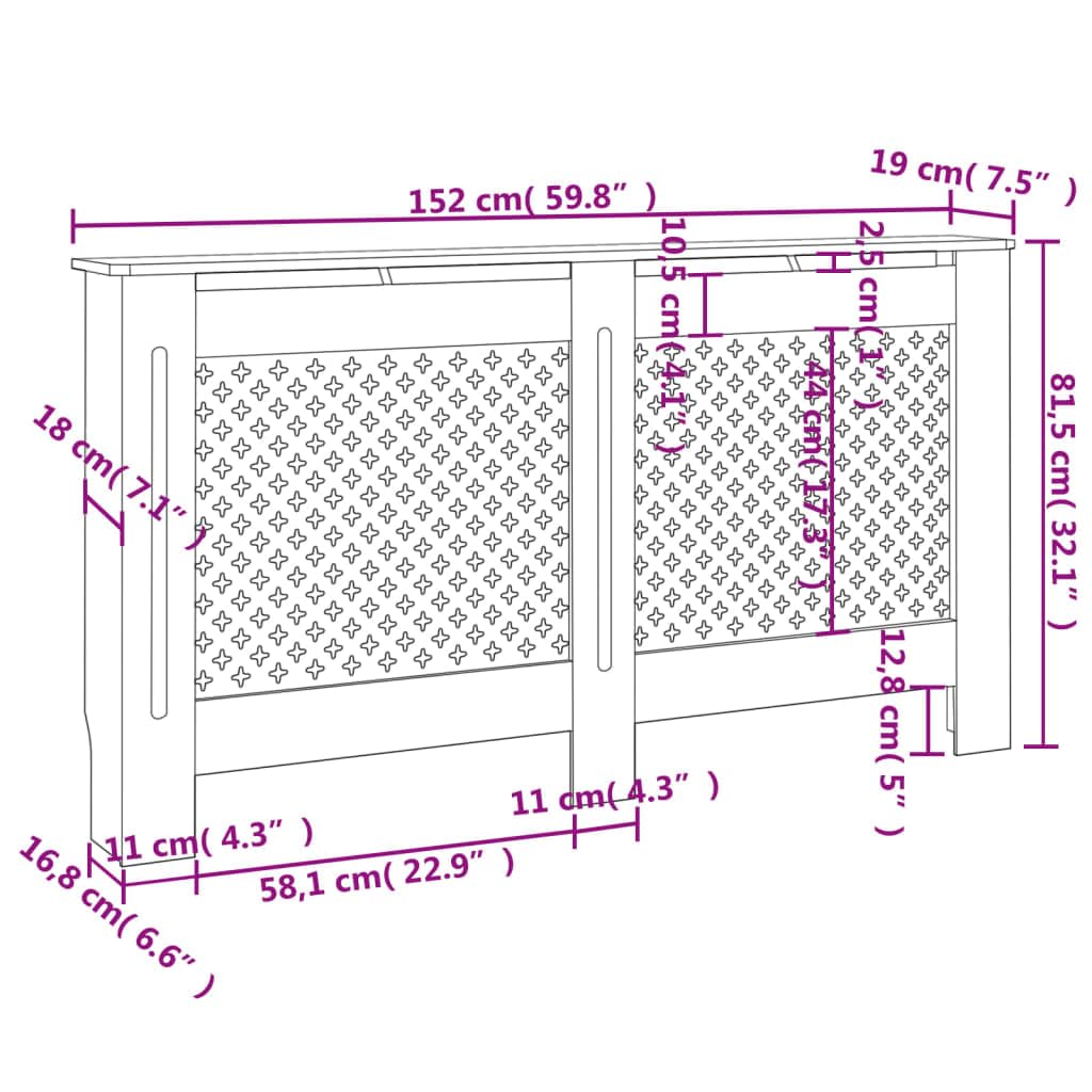 vidaXL Black Radiator Cover with Modern Slatted Design - Durable MDF Material - Easy to Assemble - Provides Additional Shelf Space