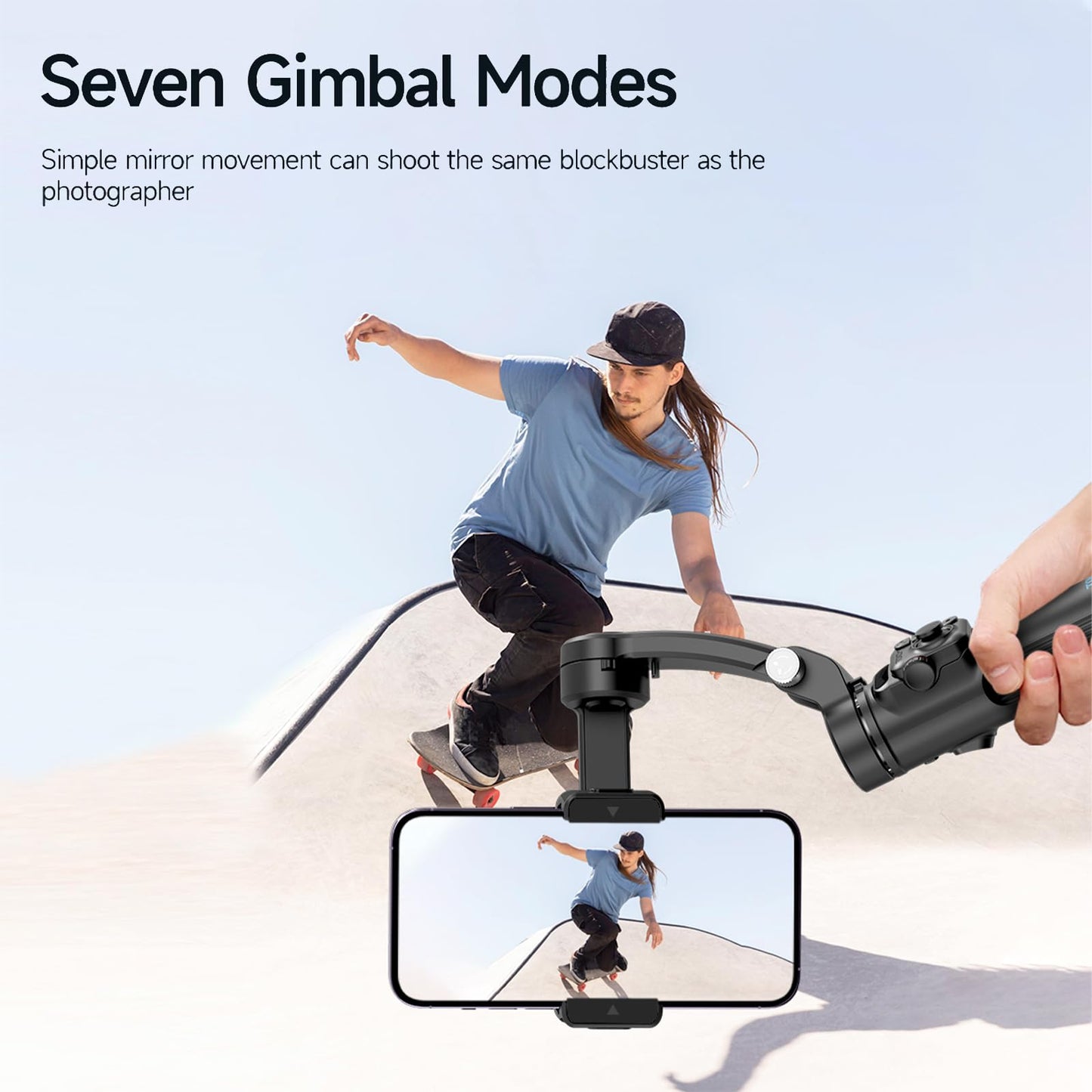 Phone Gimbal 3-Axis Foldable Stabilizer With Detachable Remote Control For Video Recording,With Extension Rod, Portable Foldable