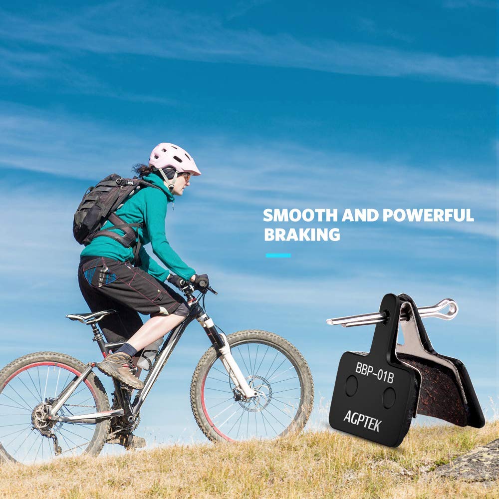 AGPTEK Bike Brake Pads, High-Performance Brake Pads, Disc Brake Pads & Spring (Semi-Metallic) for Mountain Bike Disc Brakes, 2 Pairs Bike Pads, Compatible with TRP Tektro Shimano Deore Br