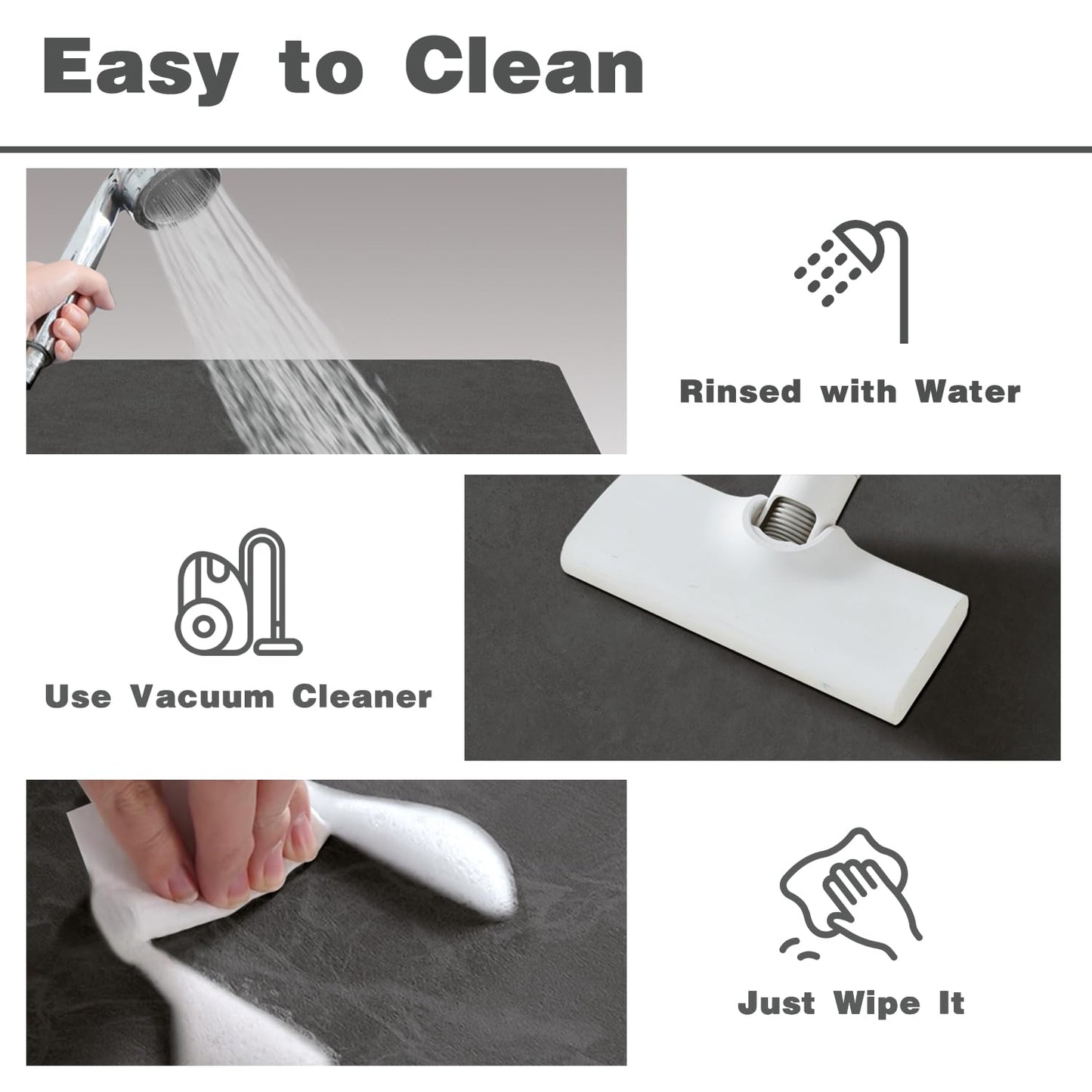 Bath Mat, Bathroom Rugs Non Slip Washable Thin Absorbent Quick Dry Bath Mat Fits Under Door Bathroom Floor Mat Perfect for Bath, Shower, or Sink 16"x24" Dark Grey