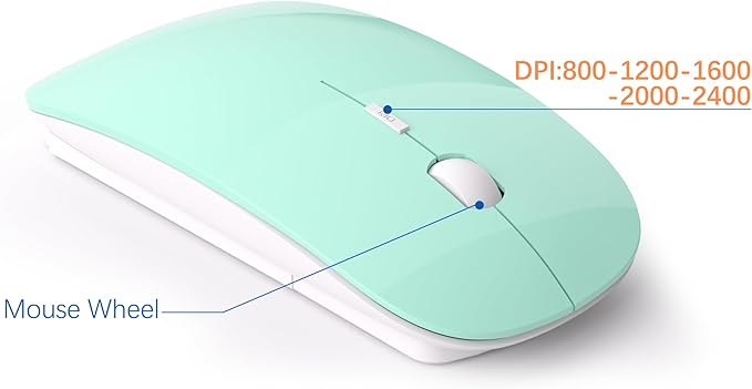 Wireless Keyboard and Mouse Ultra Slim Combo, TopMate 2.4G Silent Compact USB 2400DPI Mouse and Scissor Switch Keyboard Set with Cover, Batteries Included, for PC/Laptop/Windows/Mac - Mint Green