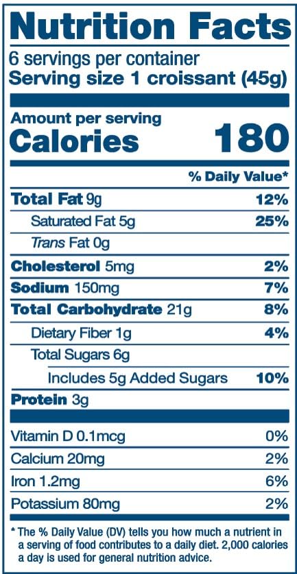 bakerly Chocolate Croissants with Real Chocolate, Non GMO, Free from Artificial Flavors & Colors, Pack of 4, 6-count (24 Total Croissants)