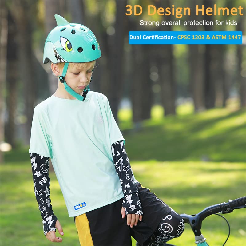 Kids Toddler Bike Helmet, Adjustable and Multi-Sport for Child Infant Baby, 2 Sizes for Age 1-2-3-4-5 Years Boys Girls (Blue Shark, Small)