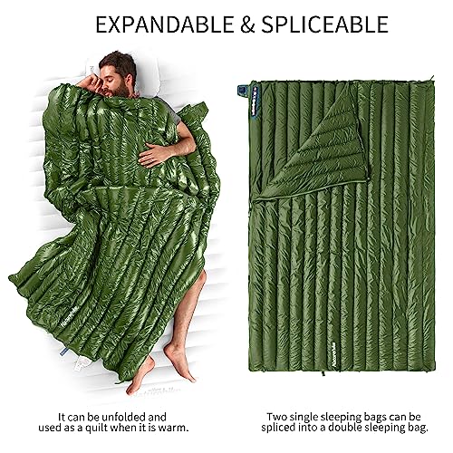 Naturehike Ultralight Backpacking RDS Down Sleeping Bag for Adults, 650 Fill Power Sleeping Bag for 42/52℉, 20oz Compact L...
