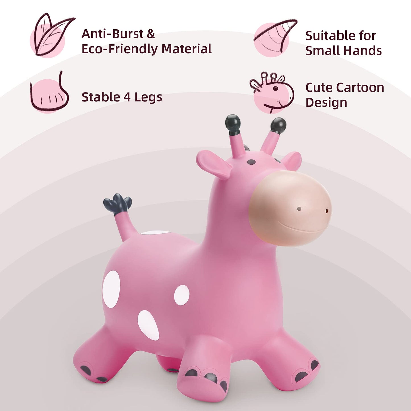EVERICH TOY Giraffe Bouncy Horse Hopper for Toddlers, Bouncy Animals Jumping Horse, Inflatable Ride on Bouncer Hopping Toys Gifts for Boys and Girls 18 Months 2 3 4 5 6 Years Old