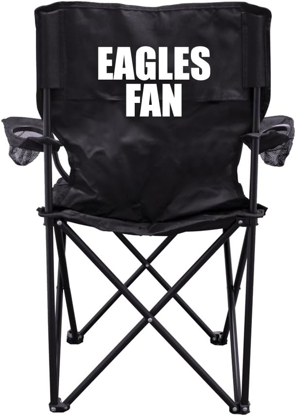 VictoryStore Outdoor Camping Chair - Eagles Fan Black Folding Camping Chair with Carry Bag