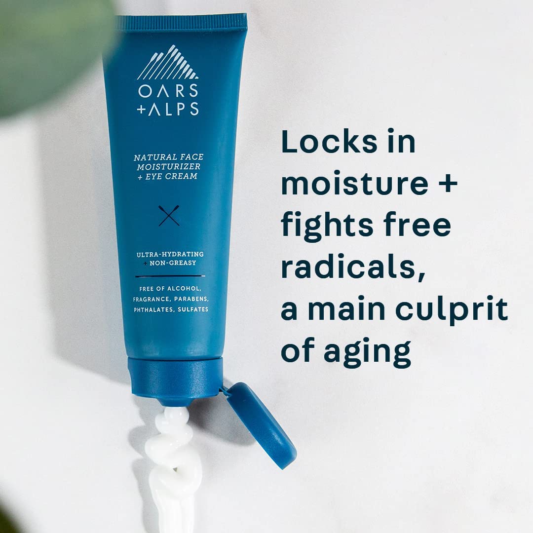 Oars + Alps Face Moisturizer and Eye Cream, Dermatologist Tested Skin Care Infused with Aloe Leaf Juice and Vitamin E, TSA Friendly, 2.5 Fl Oz, 2 Pack