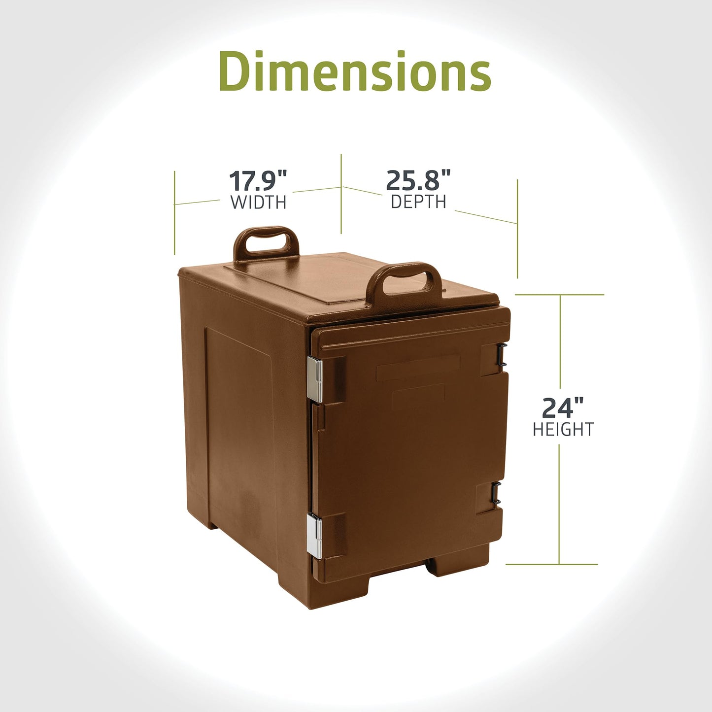 Pearington Premium Insulated Food Pan Carrier, 81 Quart, Double Walled with Dual Front Latches, Fits 5 Full Size Pans, Brown