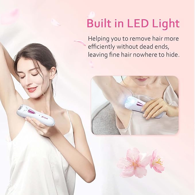 Epilator for Women, Smooth Glide Epilator Facial and Body Hair Remover with LED Light Rechargeable Hair Removal Device for Face, Bikini, Armpits, Arms, and Legs