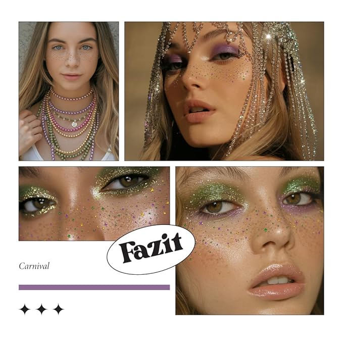 Fazit Makeup Patches - Carnival Speckles - Limited Edition - Glow Up Make-Up Patches - Cute Glitter Makeup Accessories for Women - Cosmetic Glitter for Face