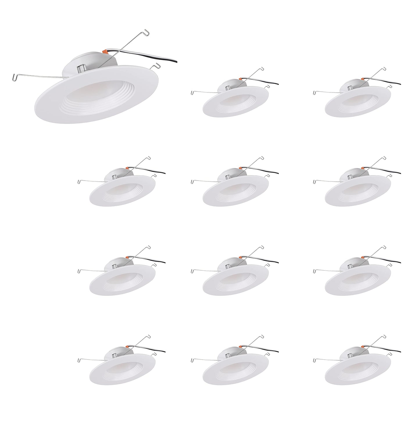 LEDVANCE Sylvania 5”/6” LED Recessed Lighting Downlight with Trim, 8.5W=65W, Dimmable, 675 Lumens, White 3000K, Wet Rated/UL/Energy Star – 12 Pack (62236)