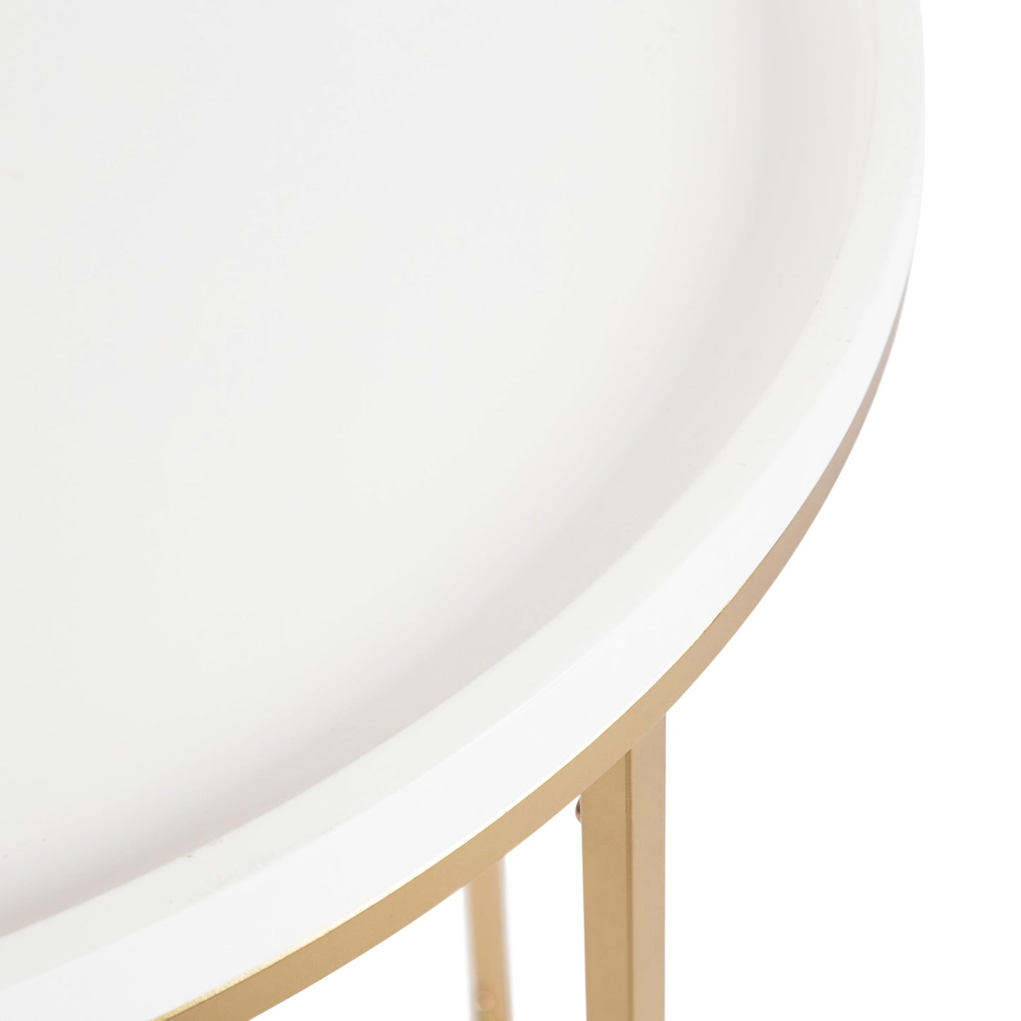 Kate and Laurel Dorrah Modern Round Console Table; 28 x 14 x 30; White and Gold; Glam Half-Circle Entryway Table for Storage; Organization; and Display