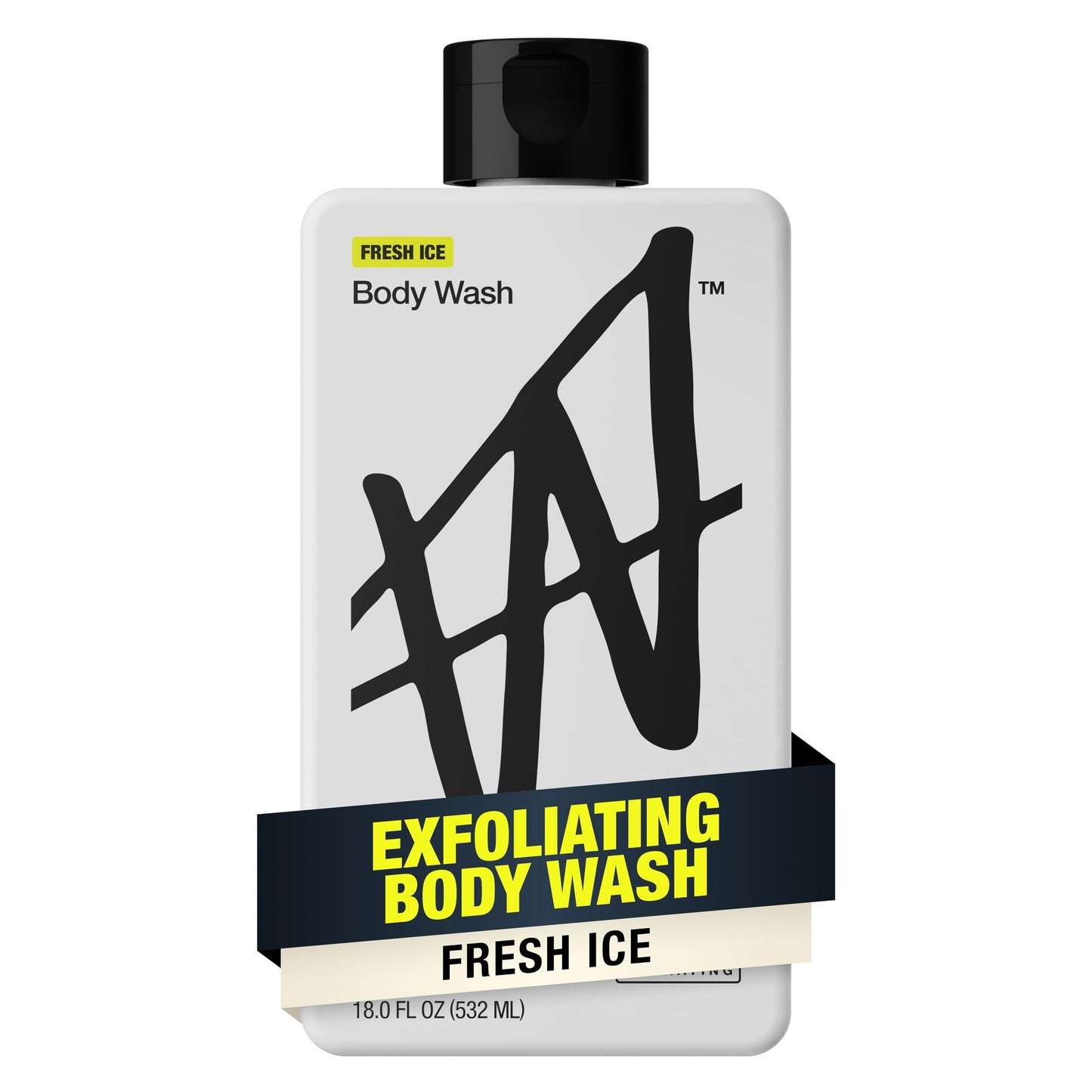 W By Jake Paul Exfoliating Body Wash for Men, Vitamin-Infused, Hydrating Shower Gel, Fresh Ice, 18 fl oz