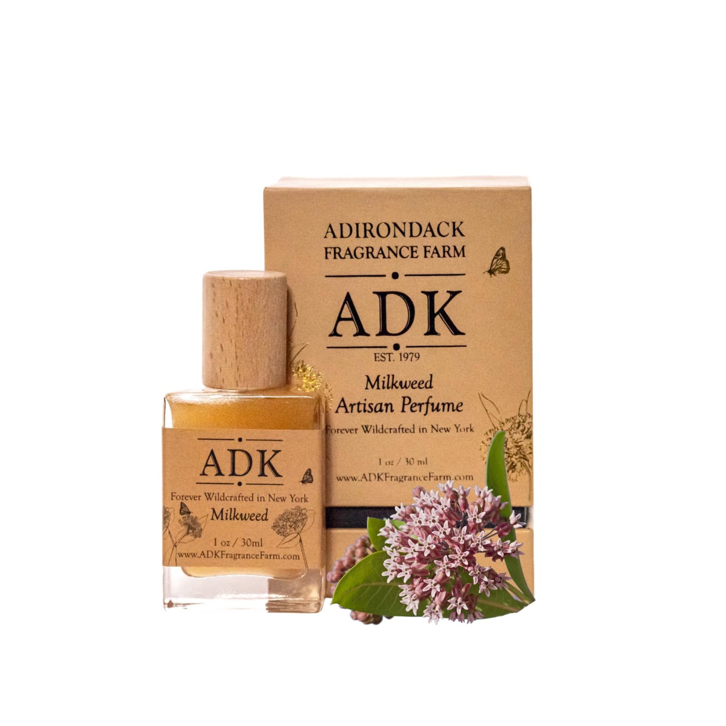 Adirondack Fragrance & Flavor Farm ADK Milkweed Artisan Perfume Spray 1 oz (30 mL), Natural Hypoallergenic & Clean Perfume for Women & Men with Notes of Milkweed, Clove, Vanilla & Blackcurrant