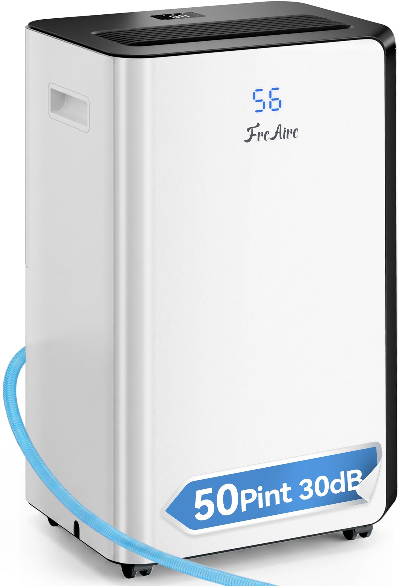 FreAire 54Pint Dehumidifier for 4500Sq.Ft, Compressor Dehumidifiers for Home, Front Humidity Value Display&Quiet Dehumidifier for Basement, Bedroom, Bathroom, with Drain Hose, 1.13 Gallon Water Tank