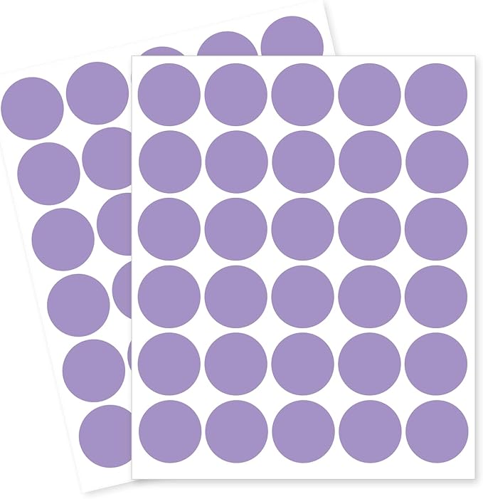 1 Inch Removable Color Code Dot Sticker Round Labels,Garage Sale Stickers Price Tags Label Blank Yard Sale Circle Dot Stickers Removable Writable Not Blurry (1050 Pack,Purple)