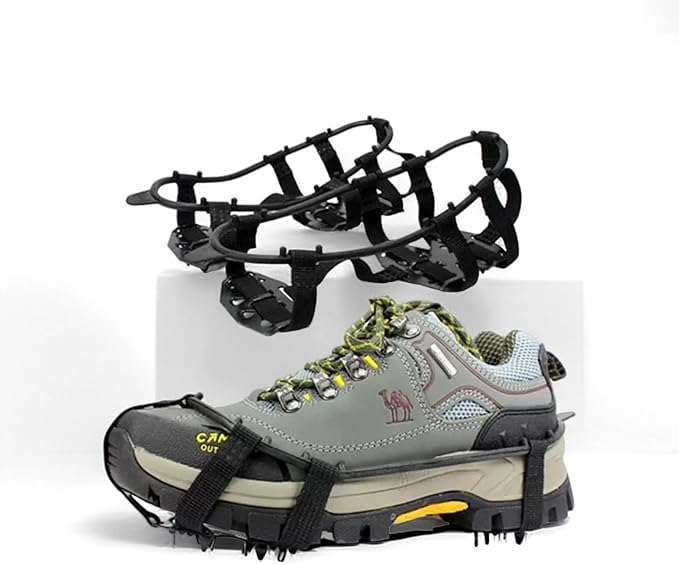 24-Tooth Steel Spikes Shoe Covers - Non-Slip Ice & Snow Grip for Hiking, Climbing, Walking, Running & Hunting