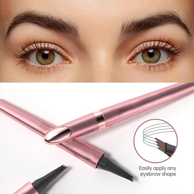 Microblading Eyebrow Pencil, 2026 New 3D Waterproof Eyebrow Pen, Four Tip Precision for Natural Gap Filling, Long-Lasting Eyebrow Makeup for Women (Gray, 1 PCS)