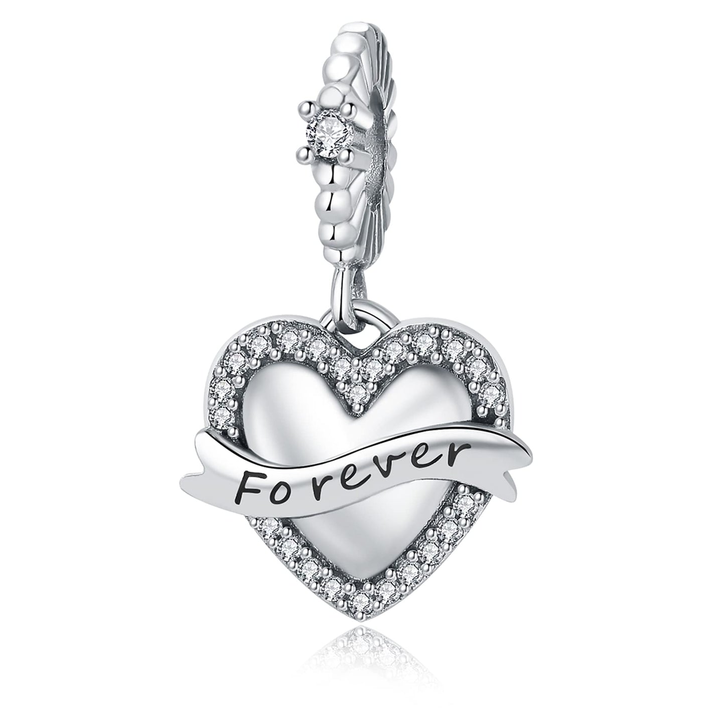 Linorui 925 Sterling Silver Charms Fit Pandora Charms Bracelet I Love You to The Moon and Back Fit Wife Mom Christmas Birthday G