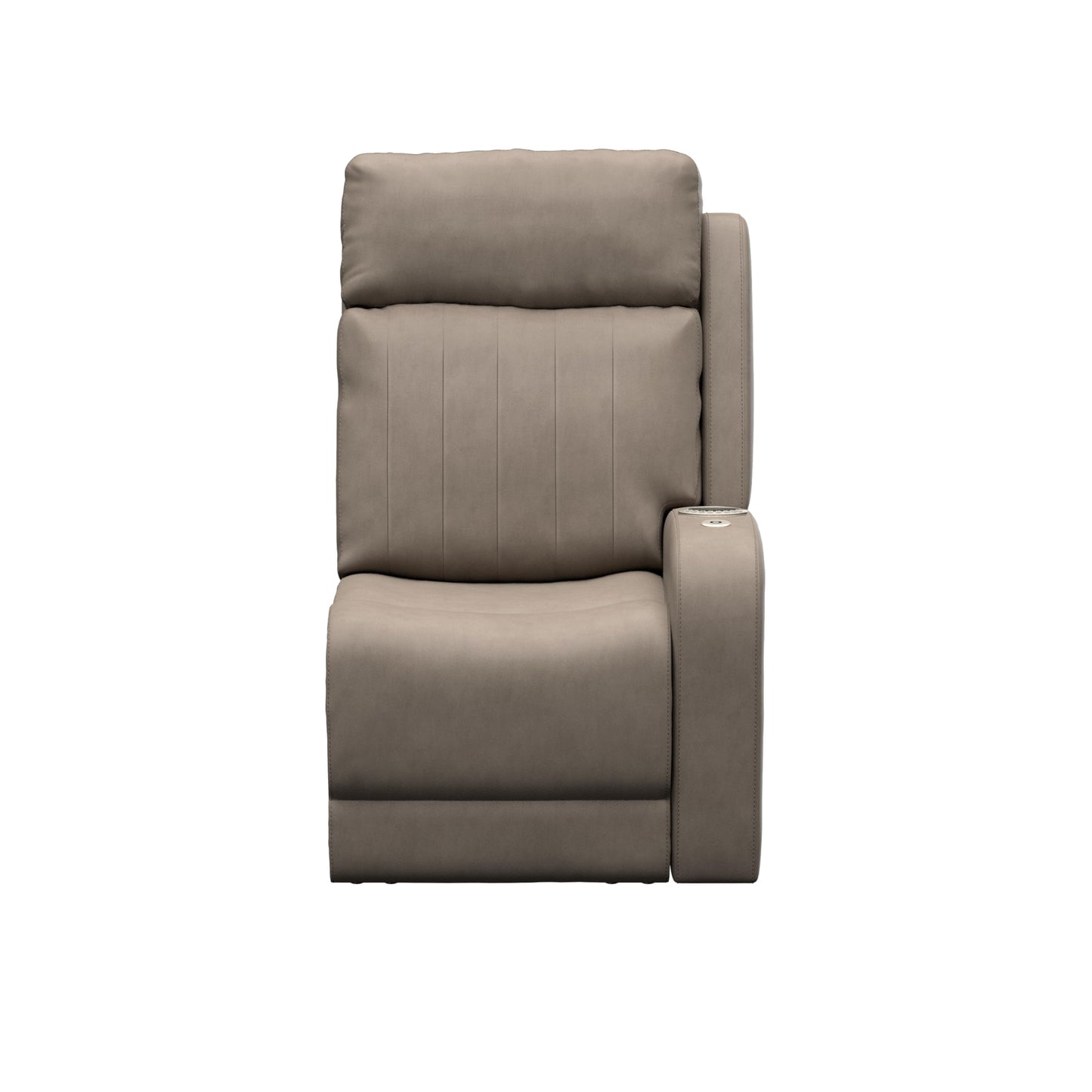 THOMAS PAYNE Signature Seismic Series Driftwood RV Theater Seating Left Arm Recliner with Power Adjustable Lumbar, Headrest, Reclining, Heating, Massage, Integrated Cupholder Controls - 2024044197