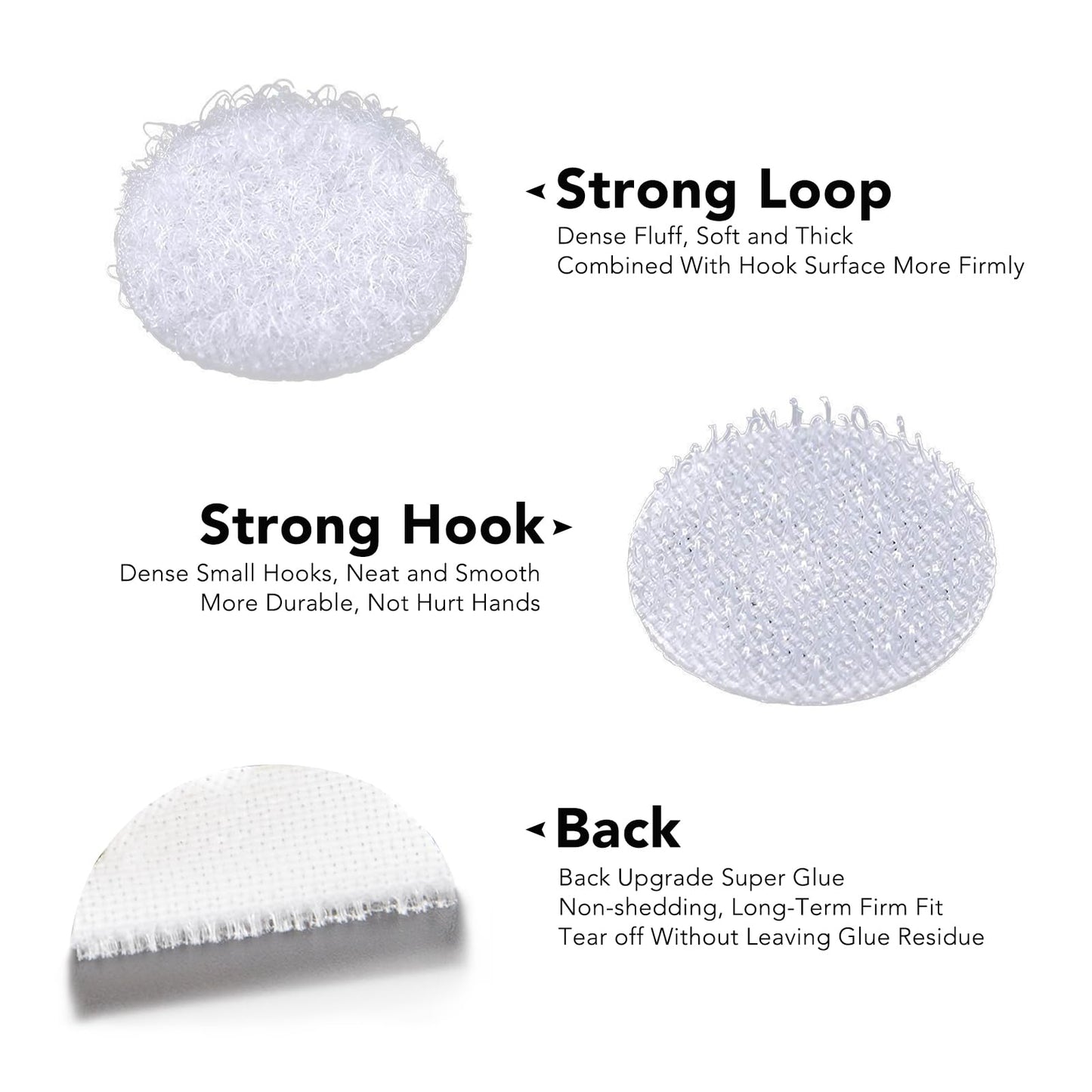 1000 Pcs(500 Pairs) 0.59inch Diameter Strong Sticky Round Nylon Dots, Hook and Loop Circle Dots with Adhesive, for Arts and Crafts Classroom Decor, Office, Home Organization