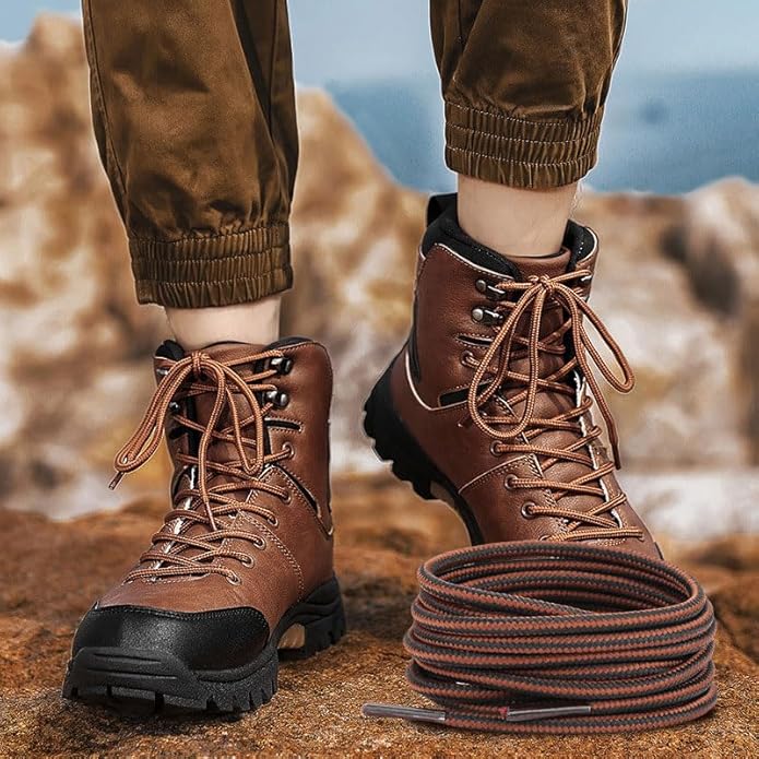 1 Pair Round Boot Laces, Heavy Duty and Durable Shoelaces Shoe Strings for Outdoor Hiking Walking Shoelaces-Brown