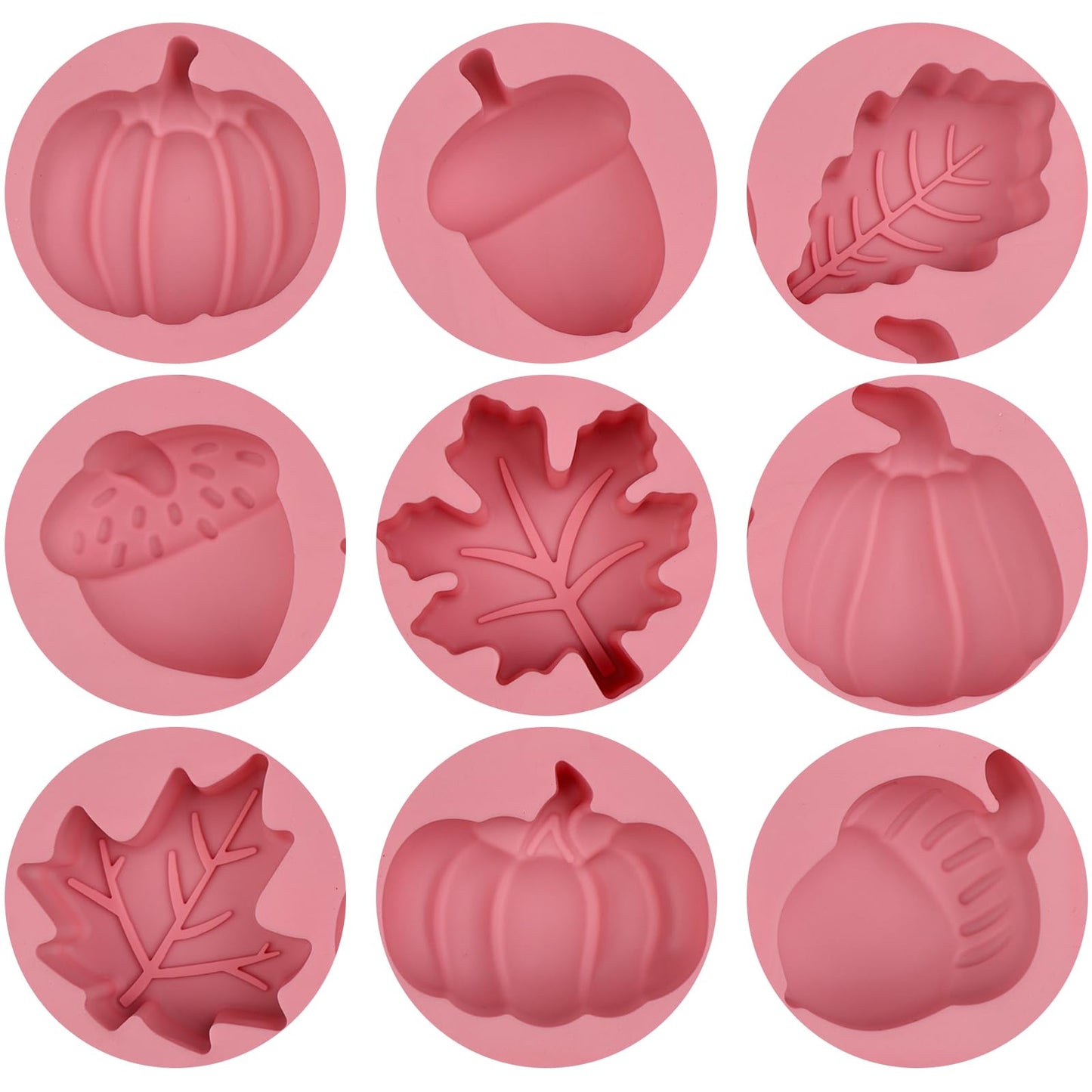 Fall Silicone Molds Pumpkin Chocolate Mold 2pcs Maple Leaf Acorns Shape Candy Soap Cake Baking Mold for Autumn,Thanksgiving, Halloween, Harvest