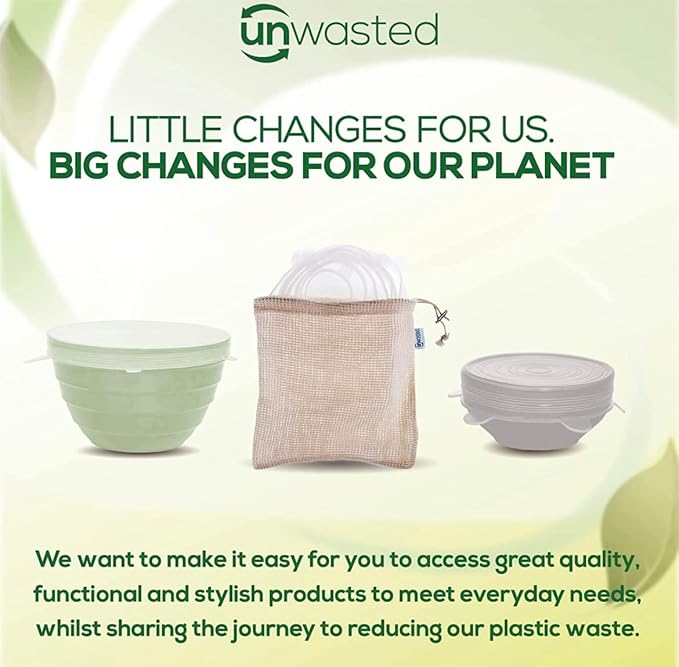 unwasted Reusable Silicone Lids (XX-Large) – Upgrade Your Kitchen Gadgets w/Our Silicone Covers for Food Storage – Reusable Silicone Stretch Lids and Food Covers for Containers Up to 10” (Pack of 2)