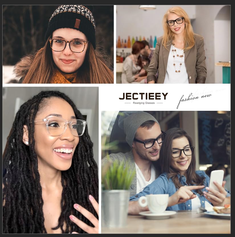 Jectieey Reading Glasses for Women Men - Blue Light Blocking UV Filter Readers, Anti Eyestrain Eyeglasses