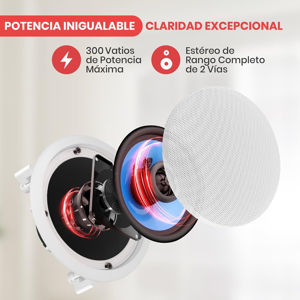 Pyle Home 2-Way In-Wall In-Ceiling Speaker System - Dual 8 Inch 300W Pair Of Ceiling Wall Flush Mount Speakers W/ 1 Silk Dome Tw