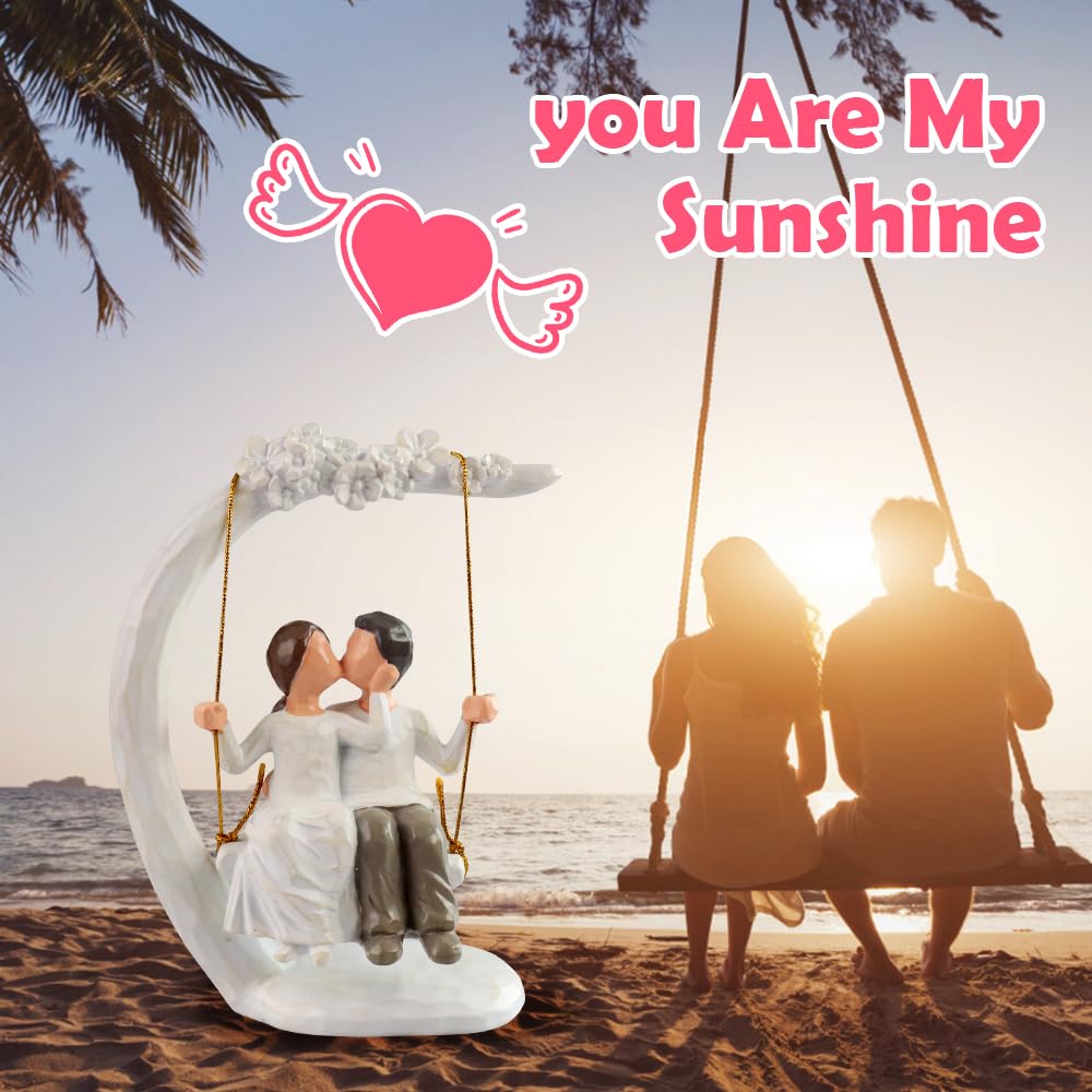jinhuoba Romantic Gifts Couple Figurines in Love, Big Size Hand Painted Sweet Loving Together Couple Sculpture Statue to Remember Beautiful Moment, Best Gifts for Valentine's Day Anniversary Weddings