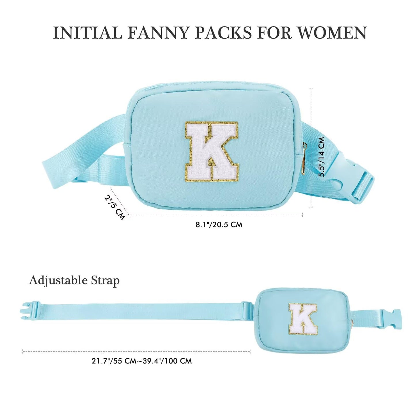 YOOLIFE Gifts for Girls Teen Girls Birthday Gifts - Personalized Gifts for Women, Gifts for Daughter Sister Friends, Blue Initial Crossbody Bag Belt Bag A