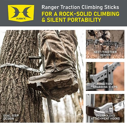 Hawk Traction Climbing Stick, 20 Foot Tree Climbing Hunting Gear with Double Traction Grip, Hunting Accessories for Tree S...