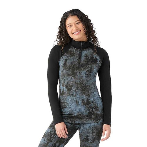 Smartwool Women's Classic Thermal Merino Base Layer 1/4 Zip Black Forest Xs