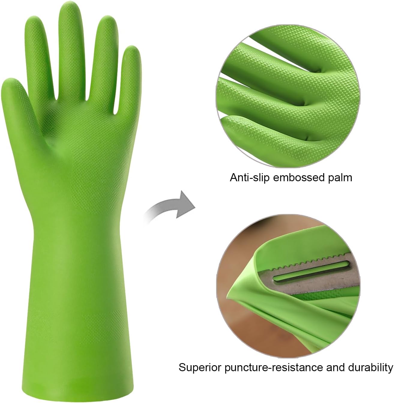 Bamllum Rubber Cleaning Gloves for Kitchen - 4 Pairs Reusable Dishwashing Gloves for Household, Flexible Long-lasting & Waterproof (Large, Blue+Green+Red+Orange)