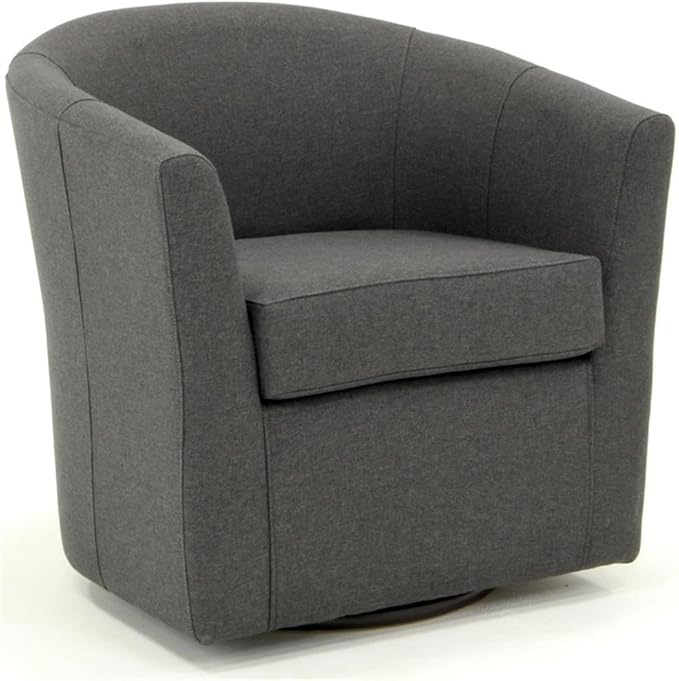 Pemberly Row 19" H Traditional Fabric Swivel Club Chair in Dark Gray